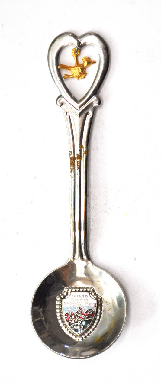 Silver Plated Fort Grand Canyon National Park Souvenir Spoon Bird Charm 4-3/8"