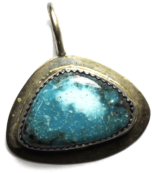 Sterling Silver Signe RC Arrow Turquoise Pendant 33mm x 29mm
