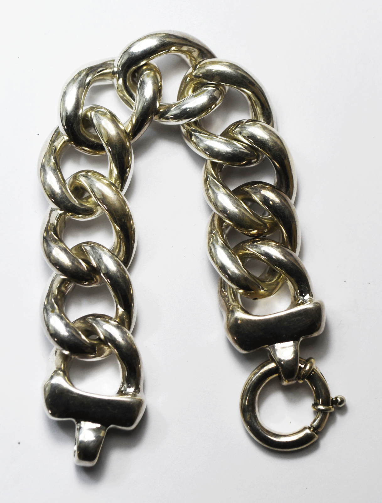 Sterling Silver Large Hollow Chain Link Bracelet 23mm 8.25" Wrist 38g