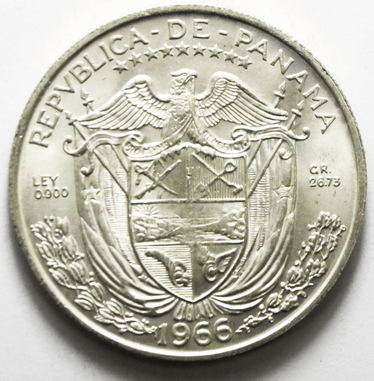 1966 Panama Balboa Silver Coin KM# 27 Uncirculated