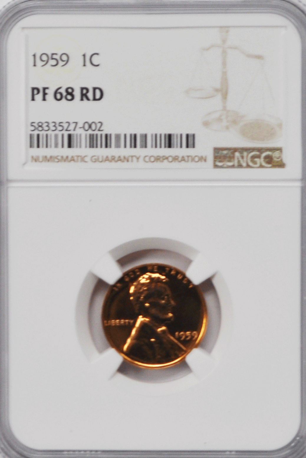 1959 1c Proof Lincoln Memorial Cent One Penny NGC PF68 RD Gem Uncirculated
