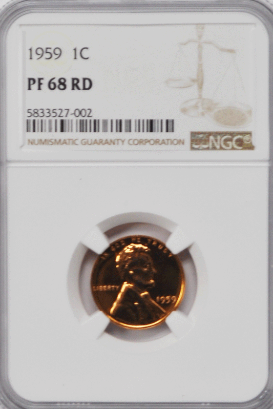 1959 1c Proof Lincoln Memorial Cent One Penny NGC PF68 RD Gem Uncirculated
