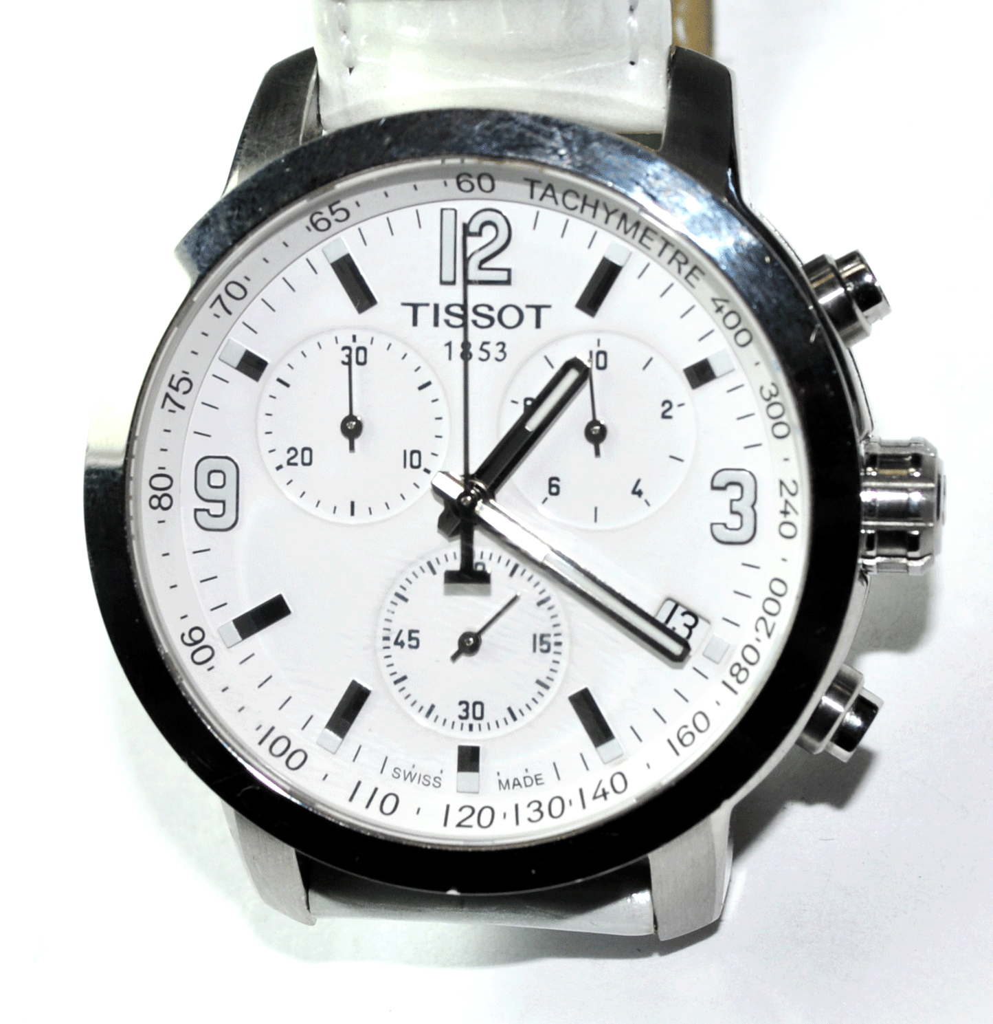 Tissot White Dial Chronograph T055417A Chronograph w Box & Papers 42mm