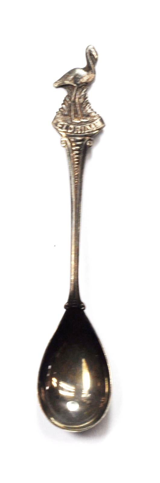 Silver Plated Holland Dark Toned Mustard Souvenir Spoon Florida 5-1/8" Crane