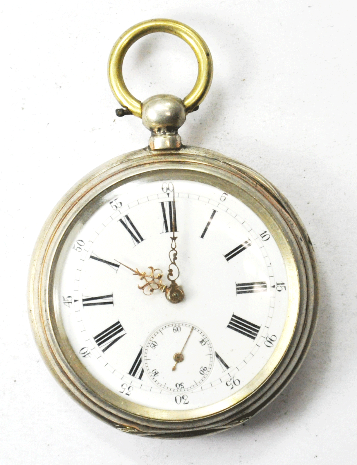 Antique Swiss 8 Rubis Cylindre German Monogram KW KS 49mm 800 Fine Case Running