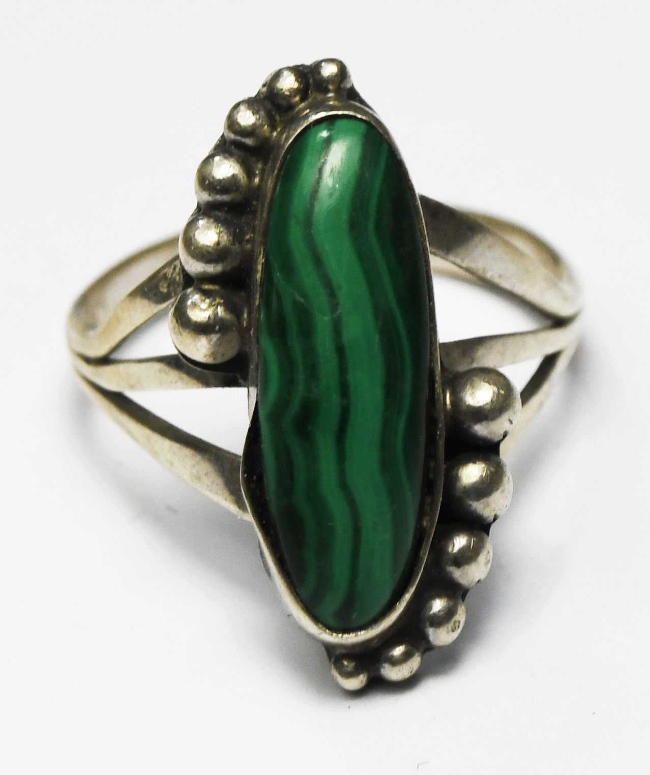 Sterling Silver Felix Joe Green Malachite Ring 22mm Size 9