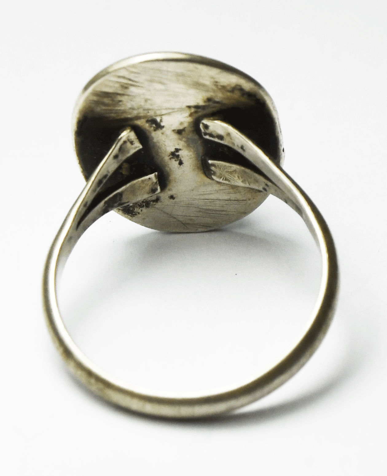 Antique Sterling Silver Oval Turquoise Ring 20mm Size 8-1/2