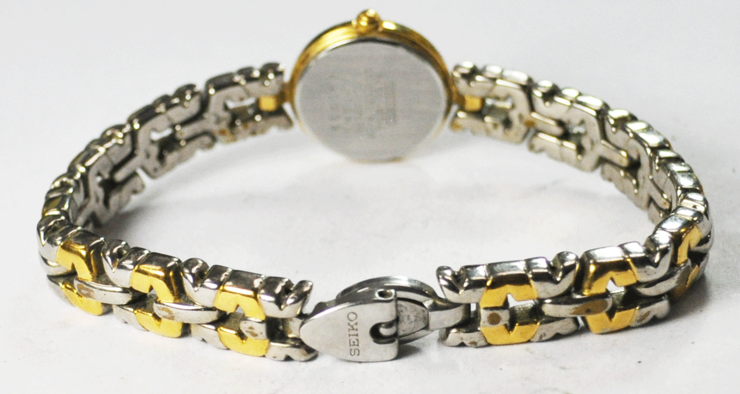 Women's Seiko Two Tone Quartz 1N00 1C70 Wristwatch 20mm Fancy Clasp