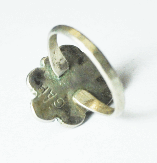 Vintage GAH Sterling Silver Turquoise Solitaire Ring 16mm Size 4-3/4