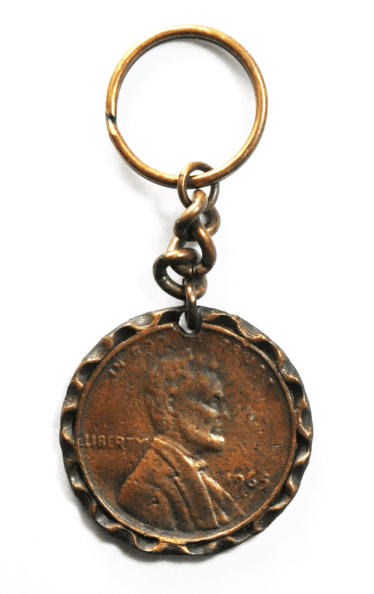 1963 Lincoln Pennies a Day UNIPECO Elmsford NY Dollars Protection Key Chain 40mm