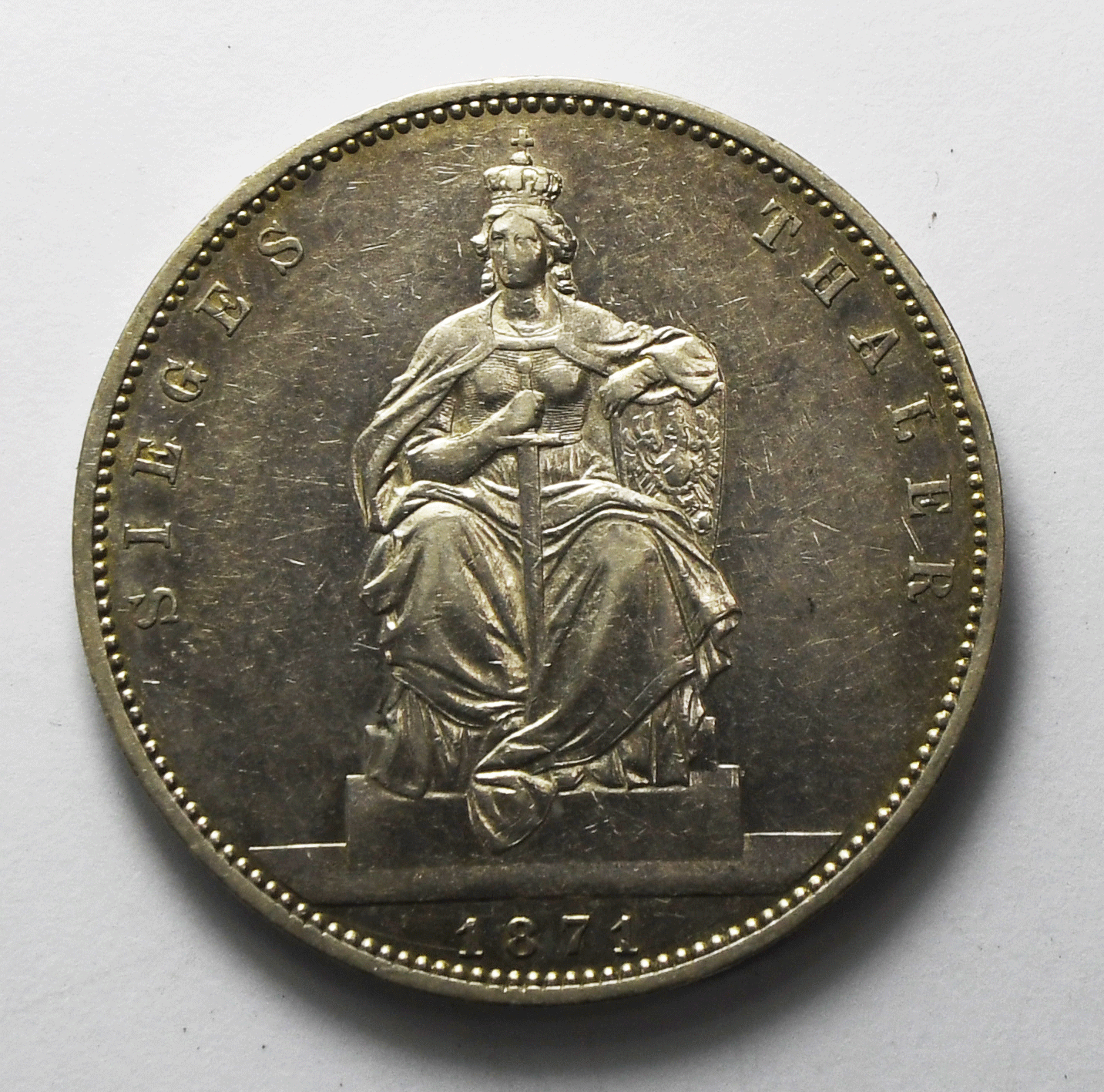 1871 A German States Prussia Silver Thaler KM# 500
