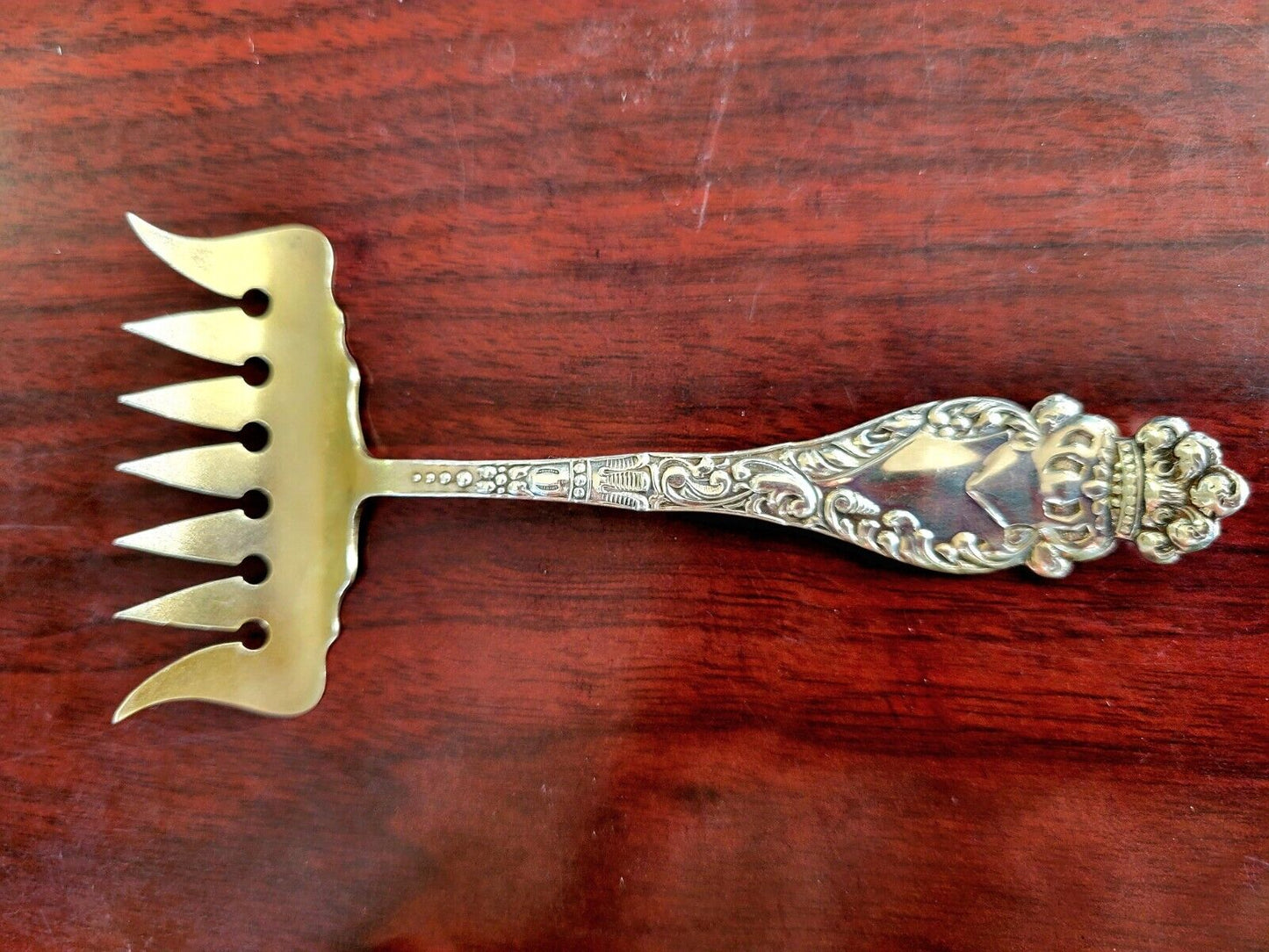 Spartan by Manchester 7 Tine Goldwash Sterling 4 1/4" Sardine Fork .44oz.