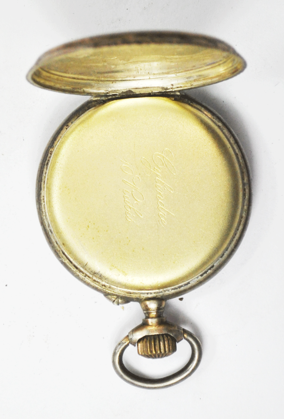 Swiss Cylindre 10R 800 Silver Colorful Dial OF Not Running Pocket Watch 43mm