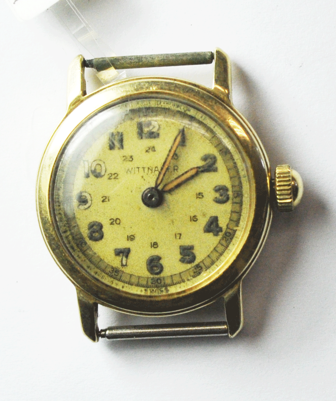 Vintage Men's Wittnauer Military 24hr Dial 14k Solid Gold 10TS 30mm Wristwatch