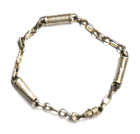 Sterling Silver CAL Spiral Striped Tube Link 6mm Bracelet 8-1/2"  14.5g