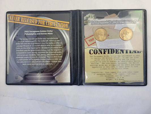 2002 P & D Sacagawea Dollar Set Never Released for Circulation Confidential