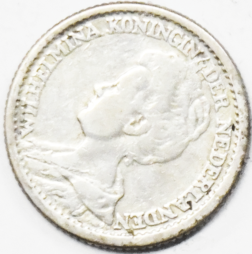 1915 25c Netherlands Twenty Five Cents Silver Coin KM# 146