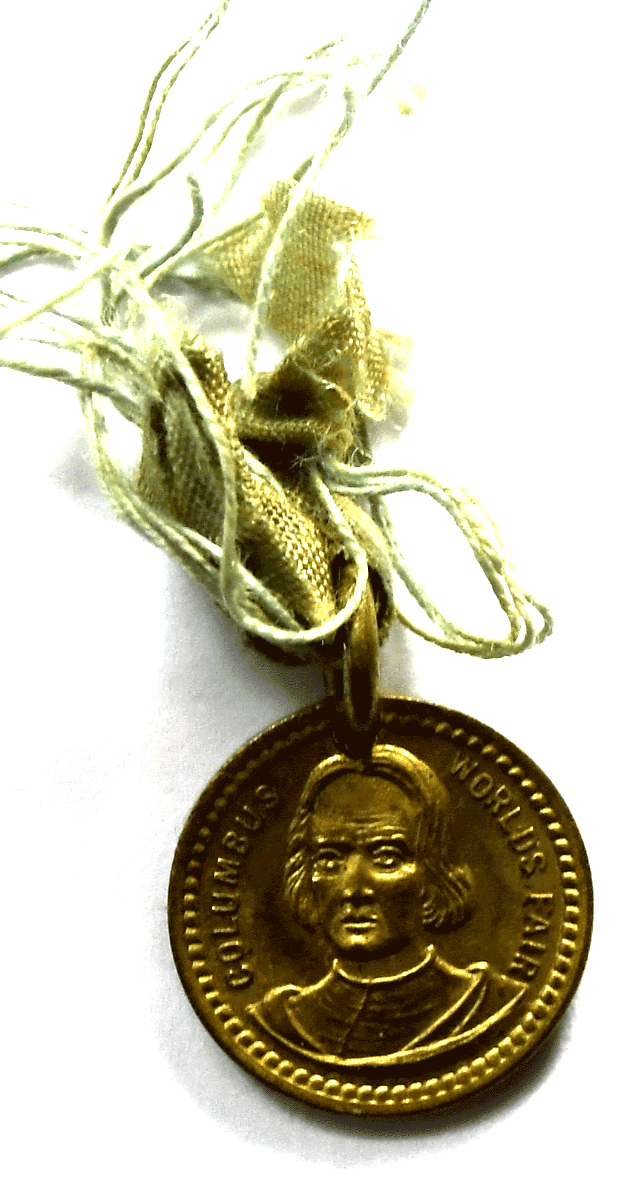 1893 Columbus Worlds Fair Lords Prayer Small Medal Charm GF Pendant 13mm