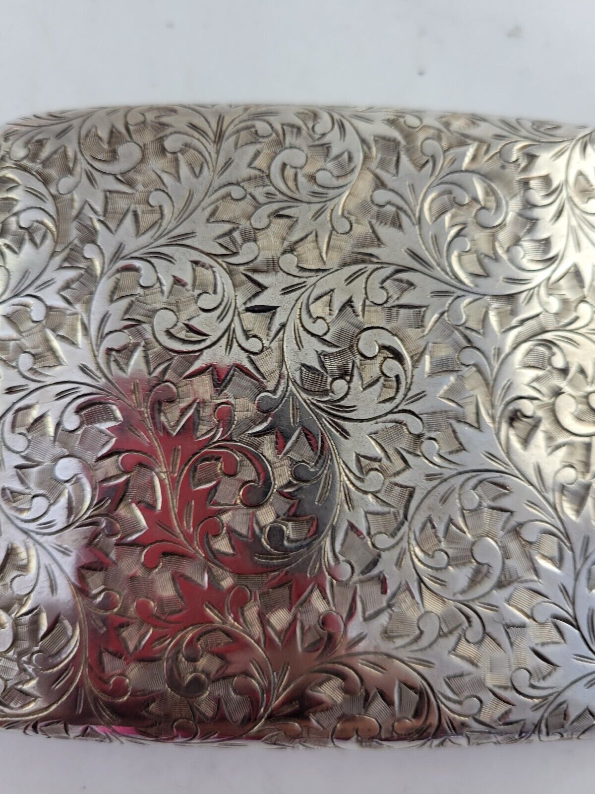 Vintage Etched Design .950 Fine Silver 4"x3"Cigarette Case 3.7oz