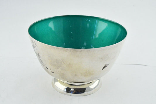 Towle Sterling Silver 5" x 3" Paul Revere Style Blue Green Enameled Bowl 7.8 oz.