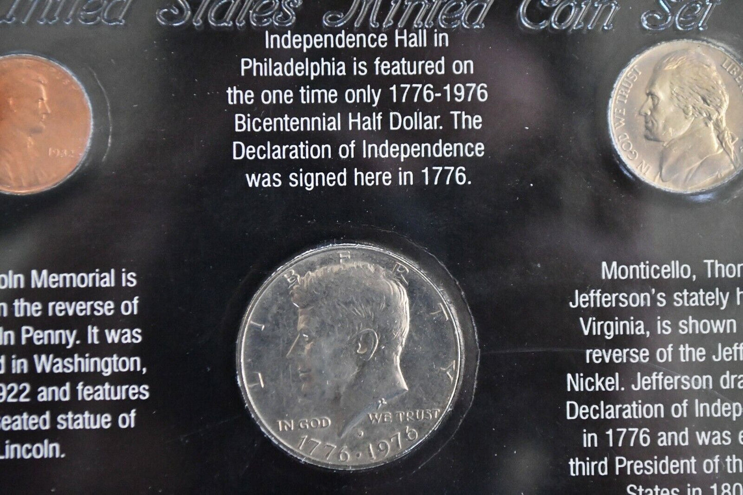 US. Monument Coin Collection Lincoln Memorial, Independence Hall, Monticello