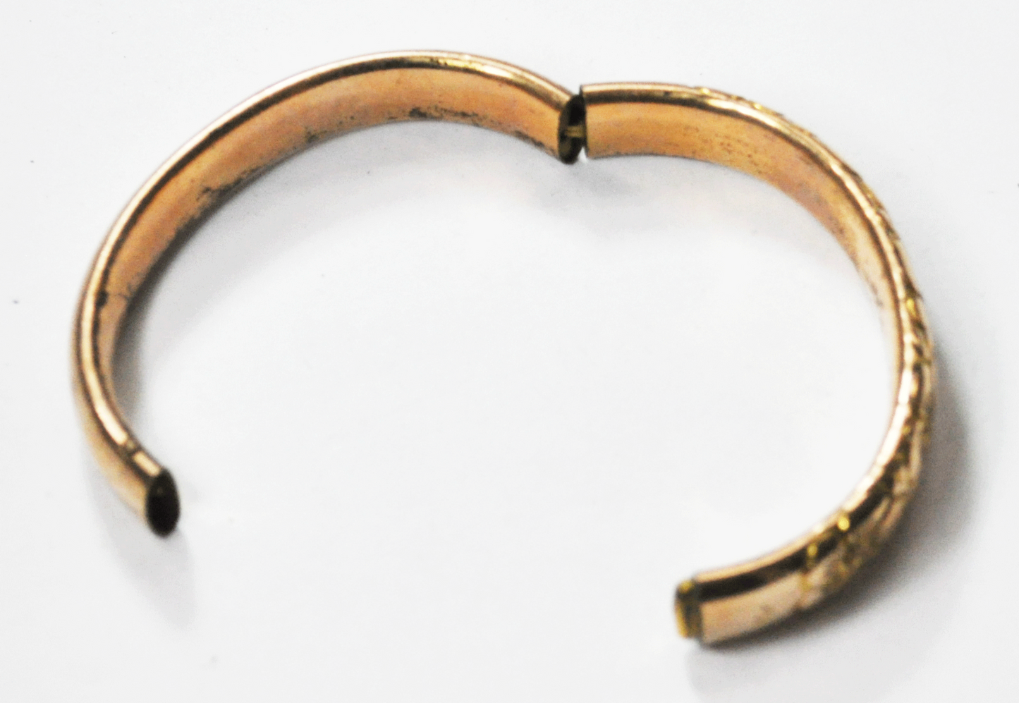 Gold Filled Flower Large Oval Hinged Bangle Bracelet 14mm