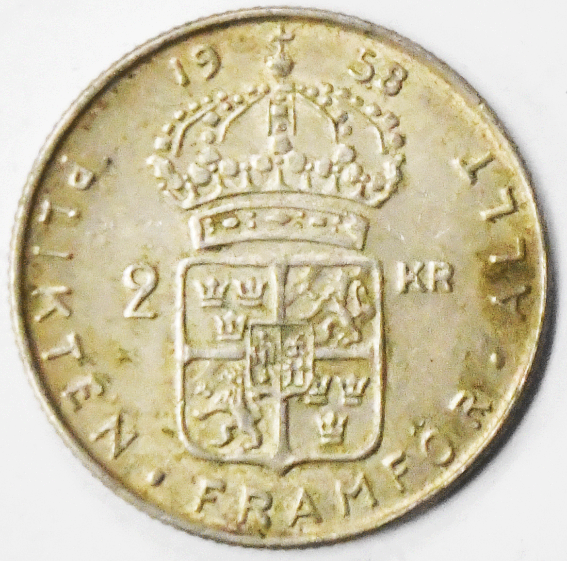 1958 TS Sweden 2 Two Kronor Silver Coin KM# 827