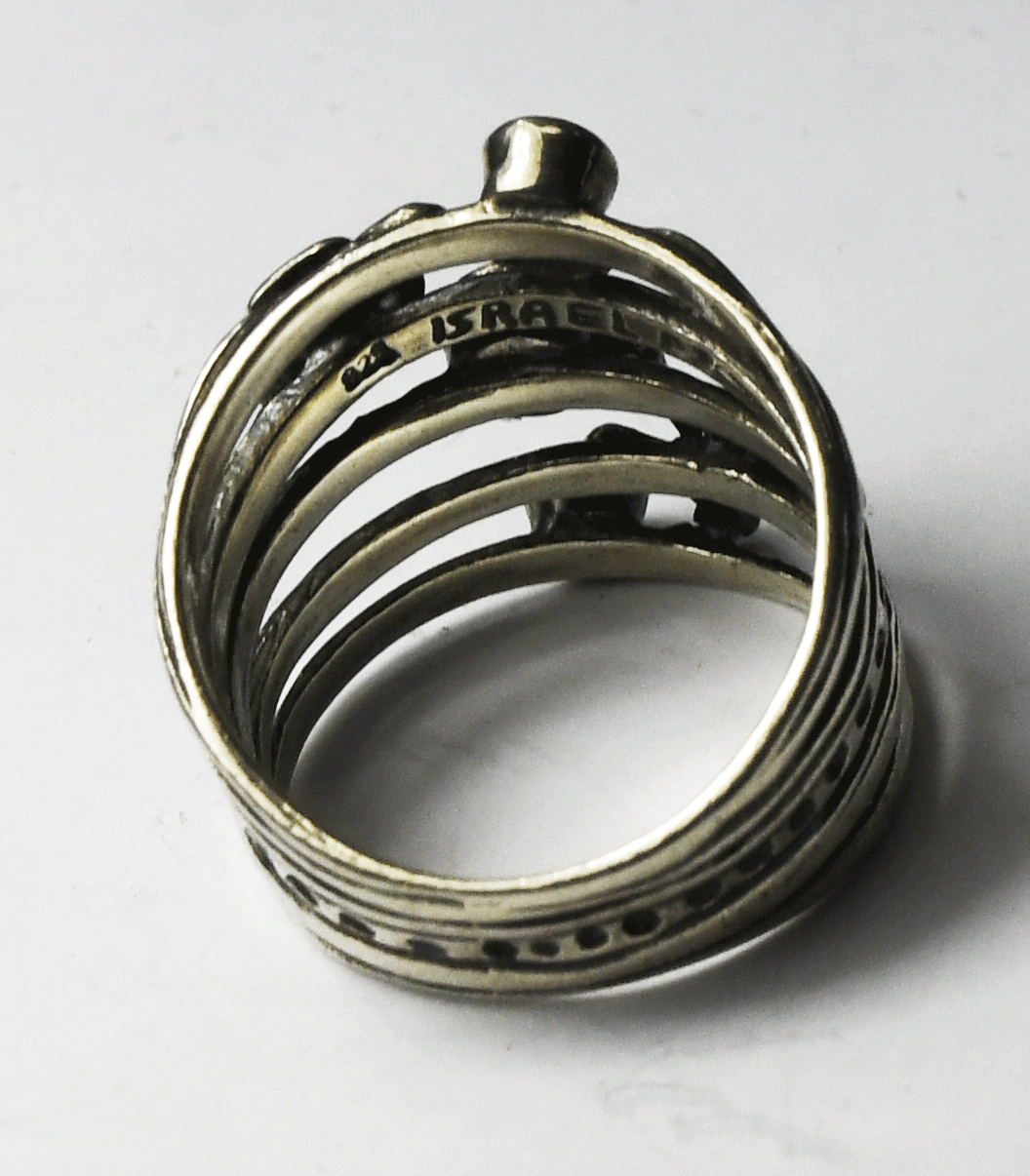 Sterling Or Paz Green Diopside Dragonfly Flower Split 5 Ring 21mm Size 9