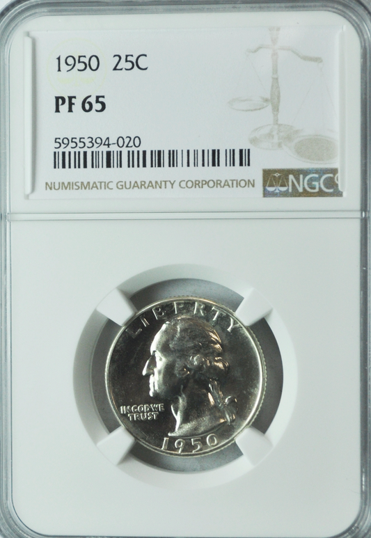 1950 25c Washington Proof Silver Quarter Dollar NGC PF65