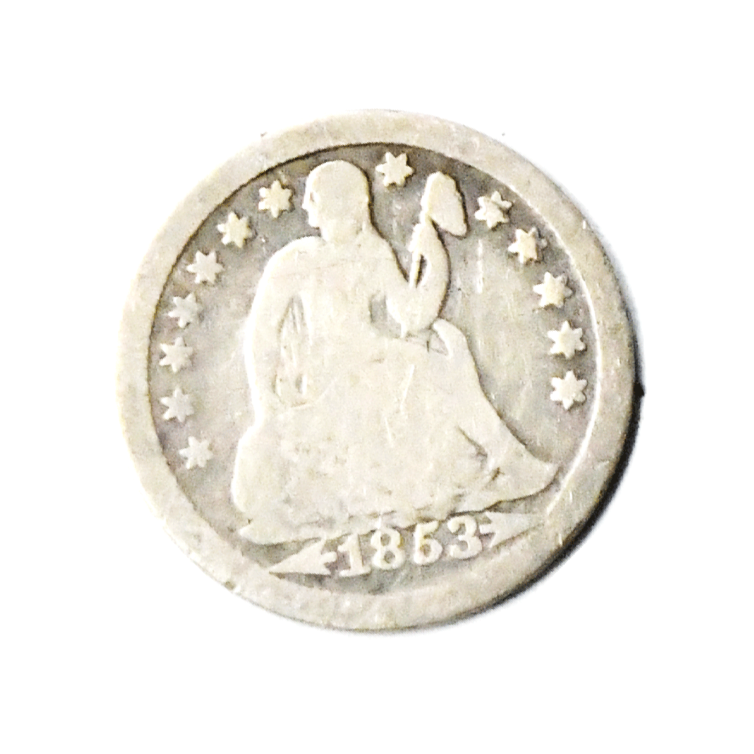 1853 10c Seated Liberty Silver Dime Ten Cents Philadelphia