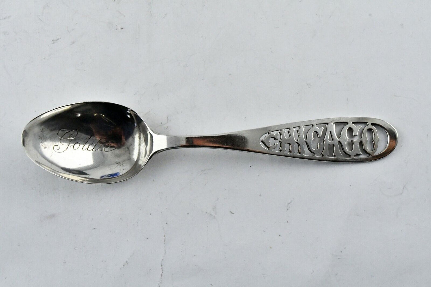 Chicago Illinois Sterling Silver 5 1/8" Souvenir Spoon By Manchester .45oz.