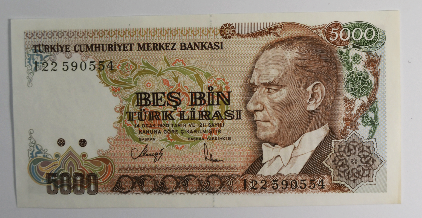 1990 Turkey 5000 Lira Uncirculated Banknote 122590554