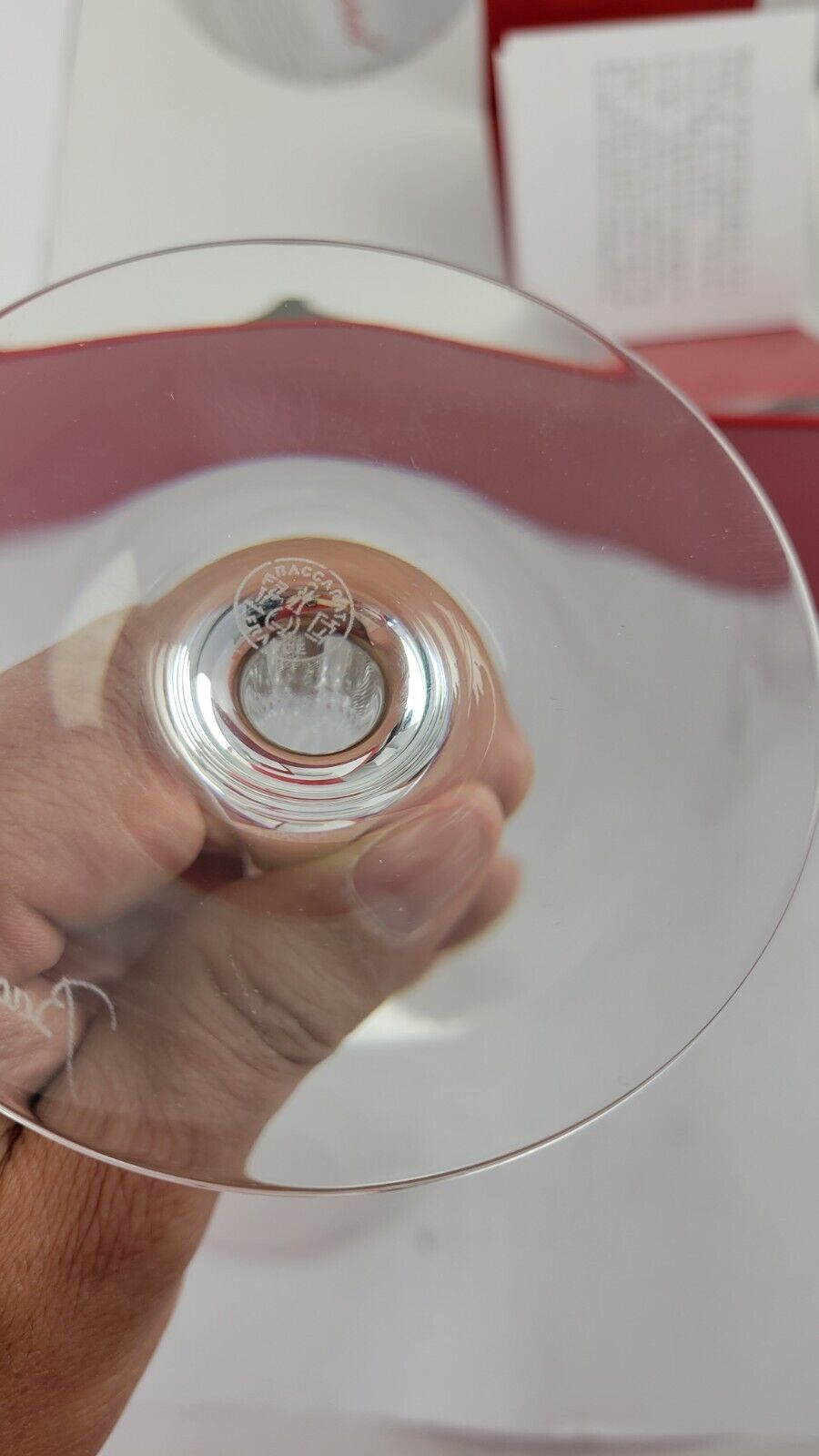 Baccarat Crystal 9 5/8" tall Grand Bordeaux Wine Glasses Set of 2 signed Boxed