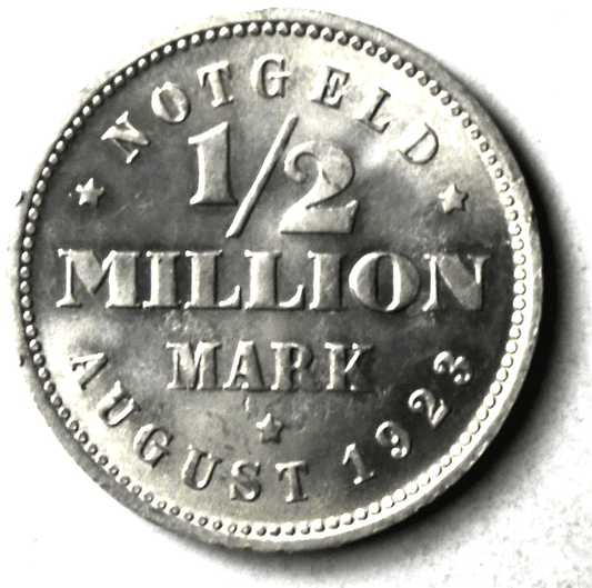 1923 Germany Hamburg Notgeld Aluminum 1/2 Million Mark