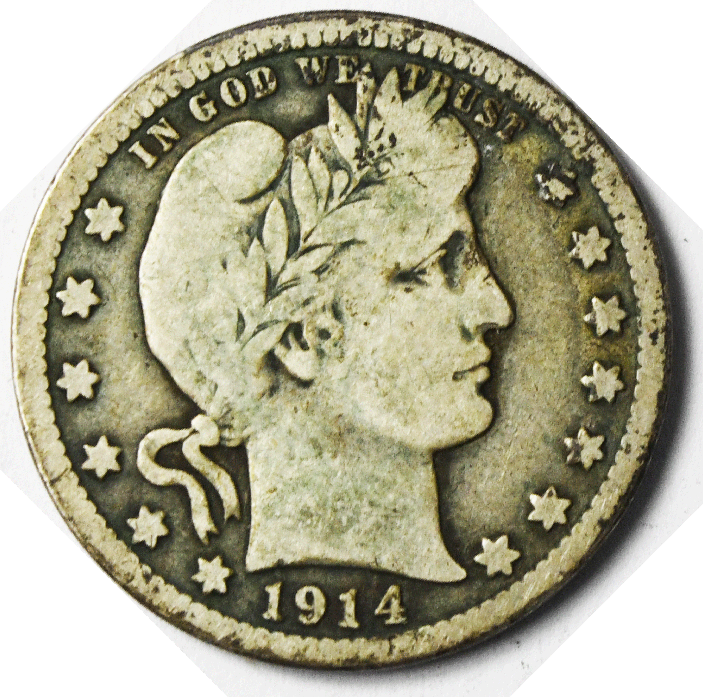 1914 D 25c Barber Silver Quarter Dollar Twenty Five Cents Denver