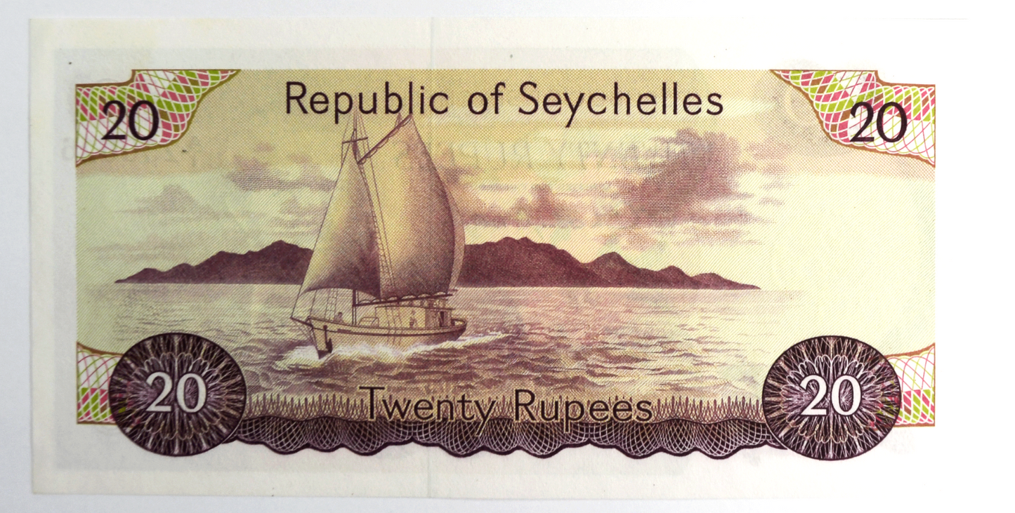 1976 Seychelles Twenty 20 Rupees Uncirculated Banknote A/1 250026