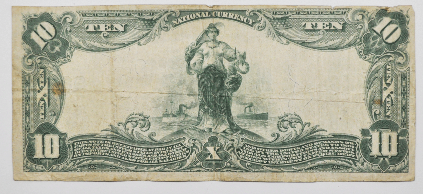 1902 $10 National Currency Note Home Lexington SC 9296 Plain Back X685805H