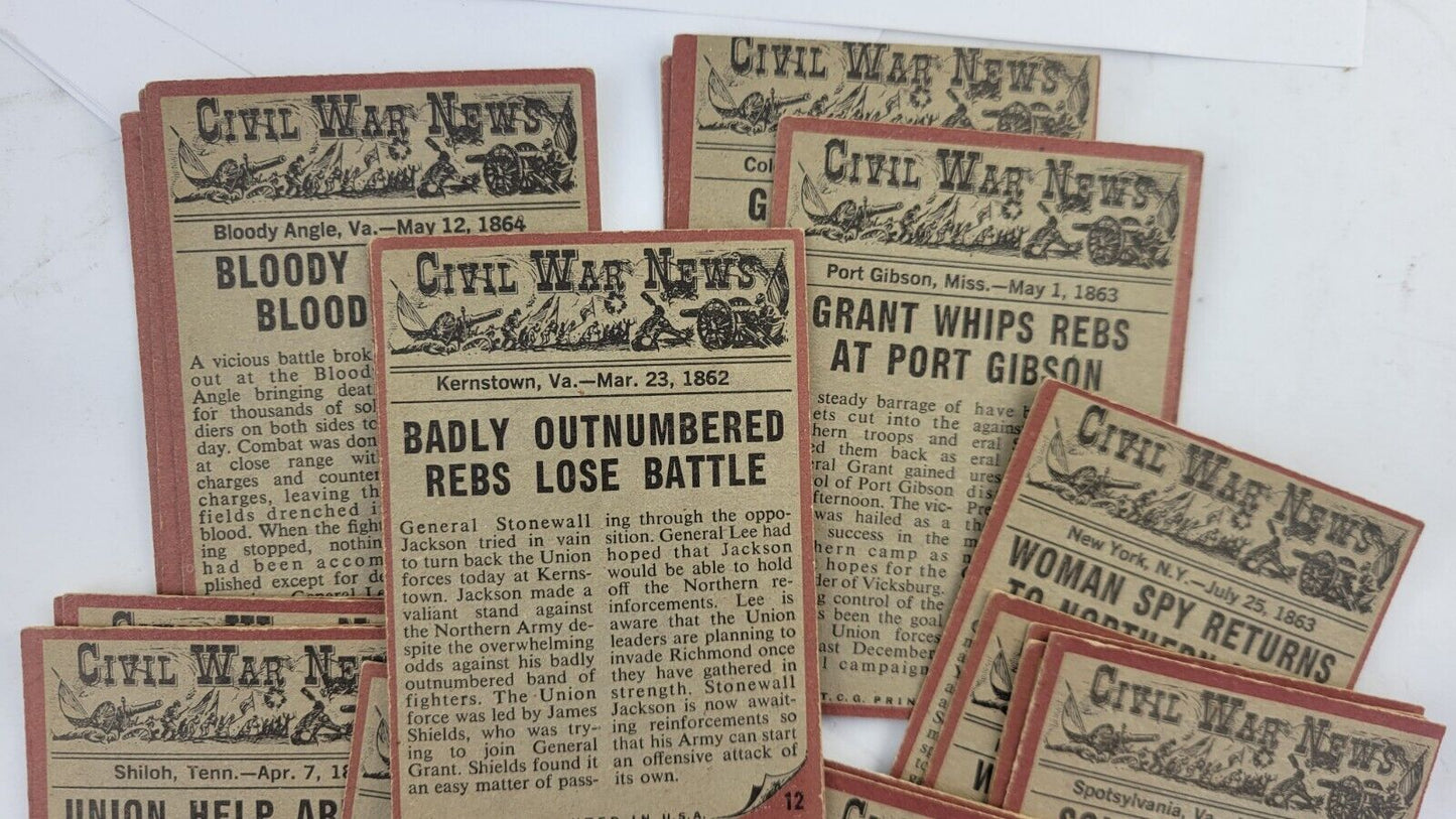 1962 Topps Civil War News Cards Lot Combat 28pc Set