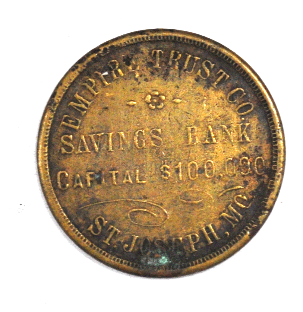 Empire Trust Co Savings Bank St Joseph Missouri Capital $100,000 32mm Token