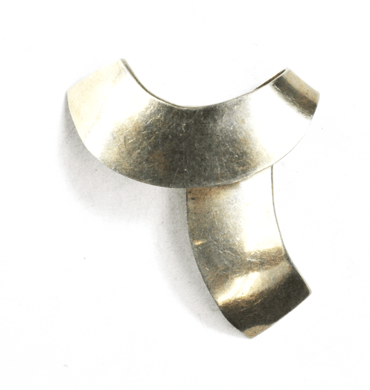 Sterling Silver Mexico MM-34 Abstract Twist Ribbon Brooch Pin 36mm x 51mm