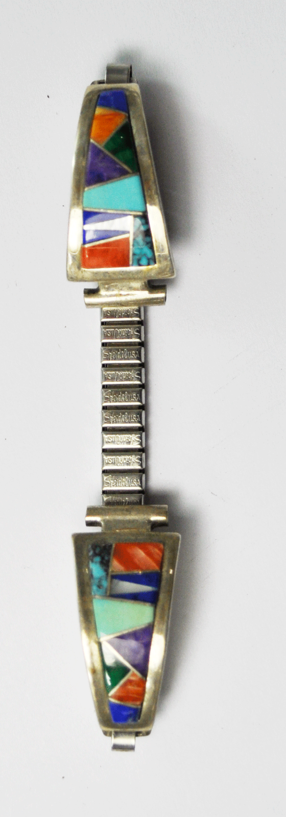 A Touch of Santa Fe Sterling Inlay Watch Band 12mm Lugs Stretch Band 6-1/4"