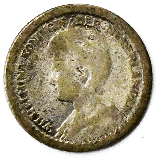 1915 10c Netherlands Ten Cents Silver Coin KM# 145