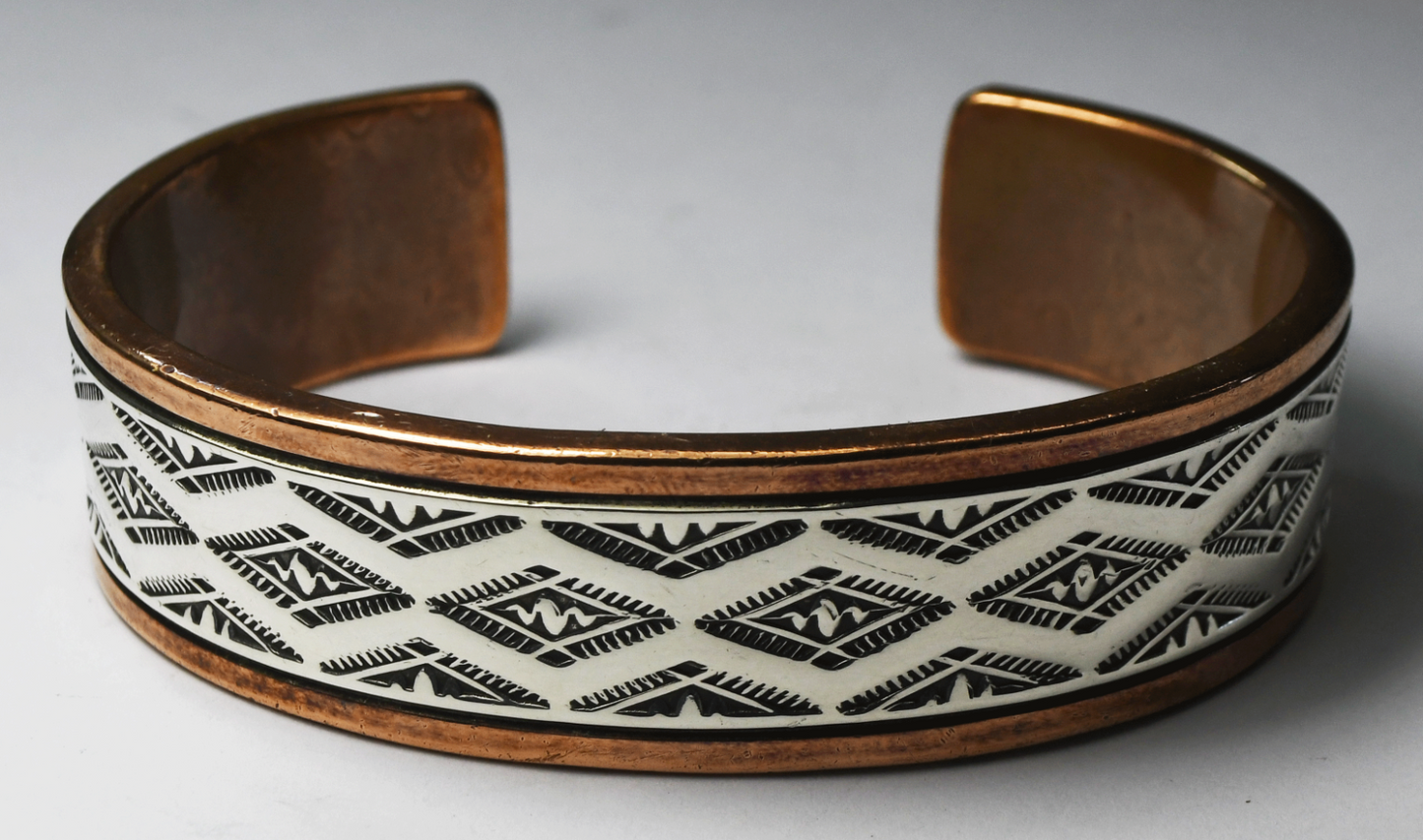 Sterling Silver & Copper Randy Secatero Cuff Bracelet 20mm 7.5" Wrist