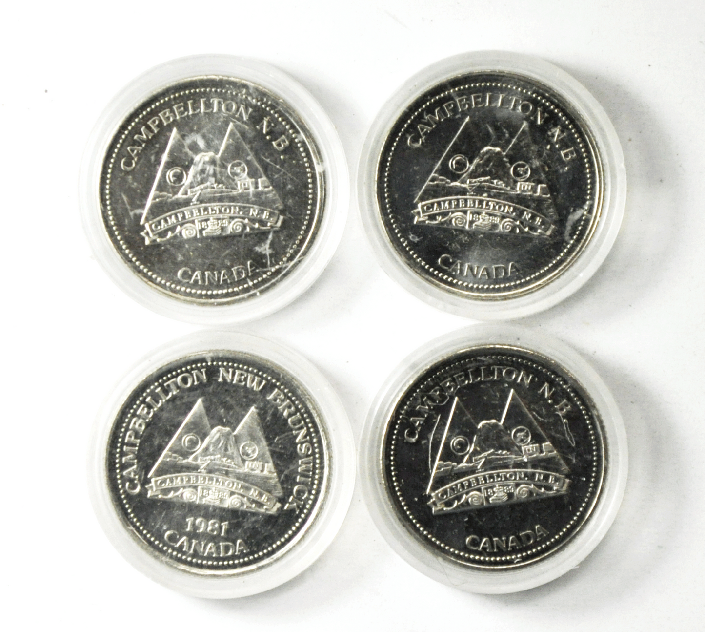 1981 83 84 & 86 $1`Canada Trade Dollars 34mm Campbellton New Brunswick