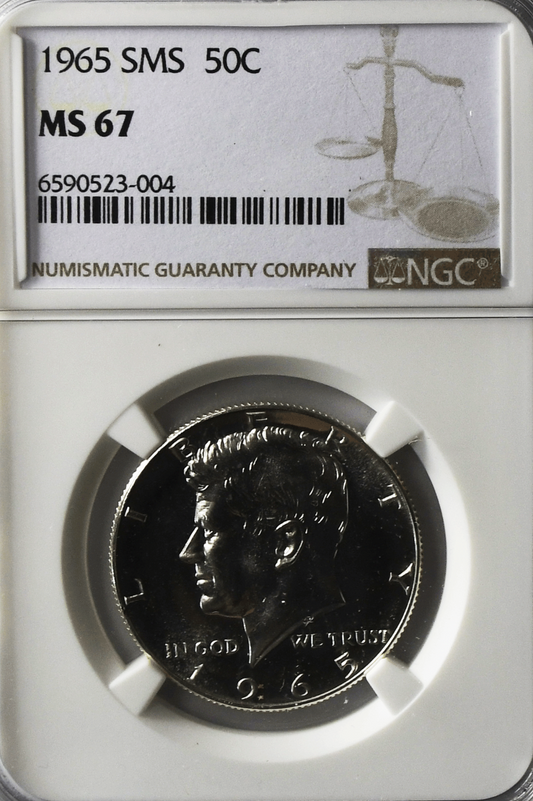 1965 50c SMS Kennedy Silver Half Dollar Fifty Cents MS67 NGC