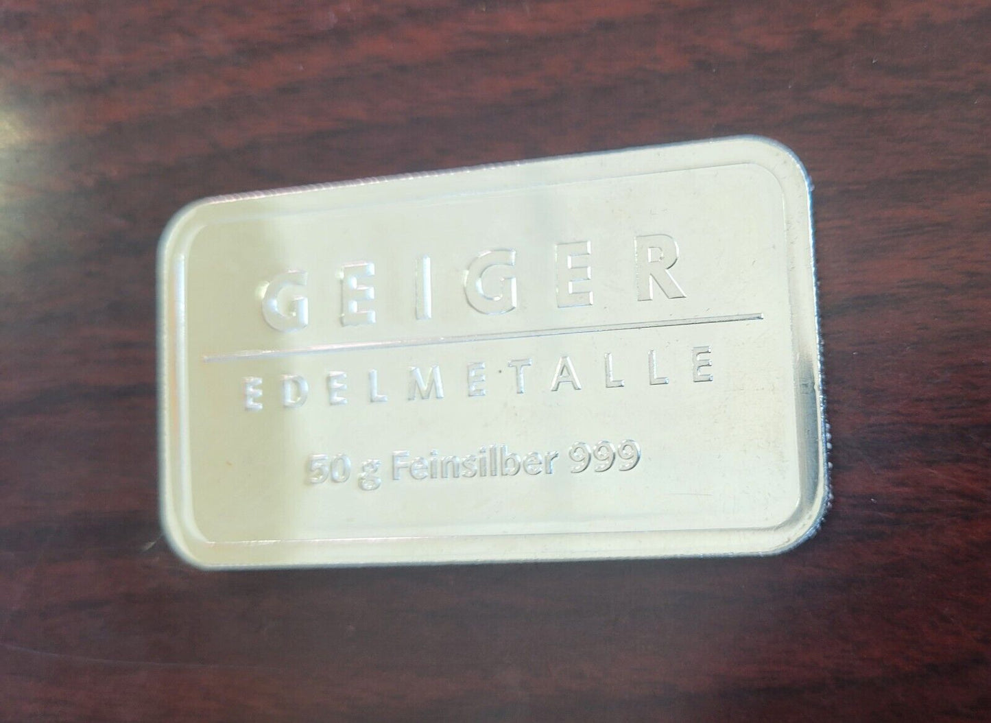 Reired 50 gram Silver Rectangle - Geiger Edelmetalle Schloss Guldengossa