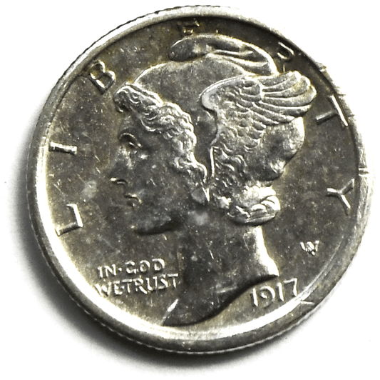 1917 10c Mercury Silver Dime Rare Ten Cents Philadelphia AU