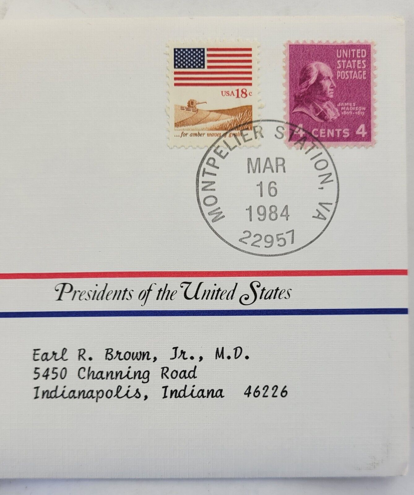 James Madison Presidential Covers Medal Postal Commemorative Society Gold Plated