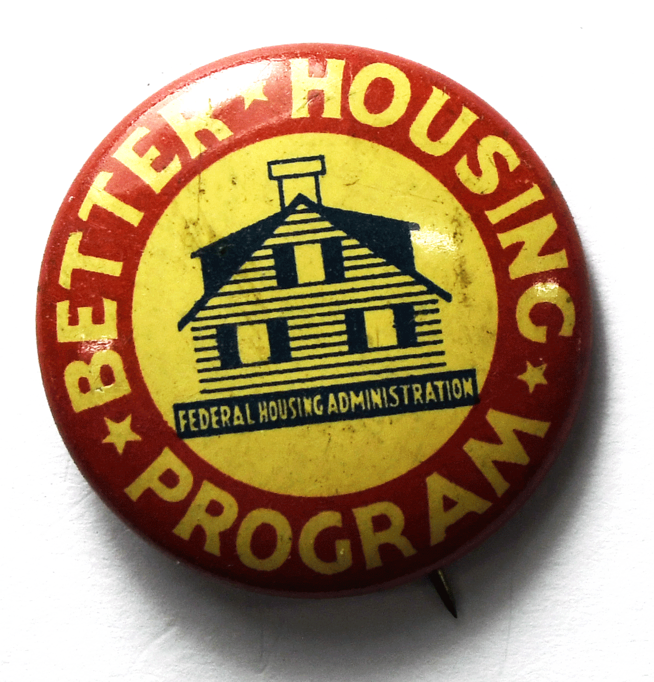 1930's FHA Better Housing Program Pinback Roosevelt New Deal 25mm