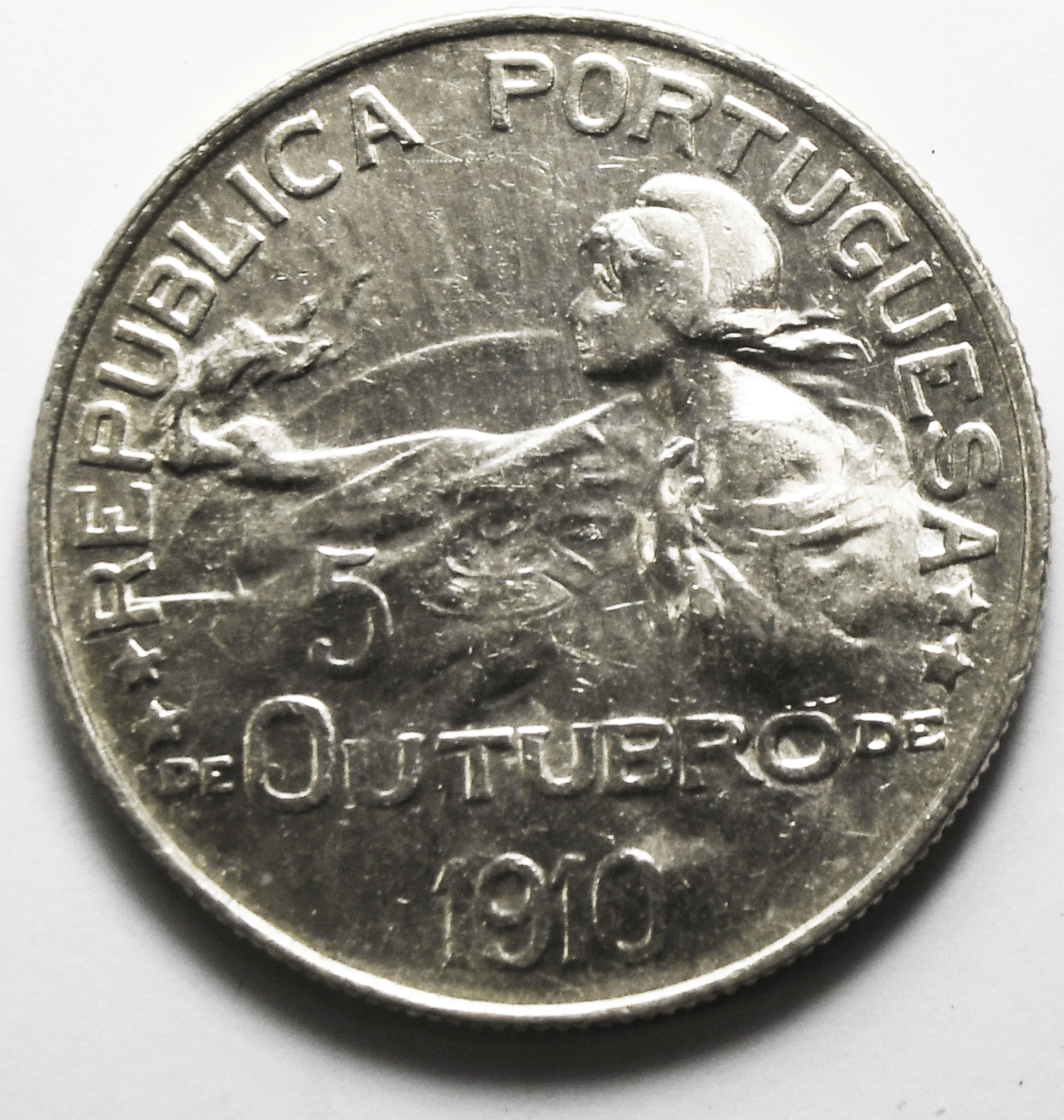 1910 Portugal Silver Escudo KM# 560 Struck in 1914